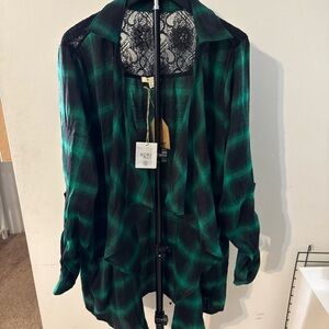 Kori Women's Black and Green Plaid Blazer